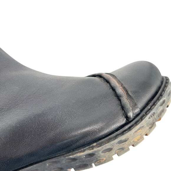 Socofy Floral Dimensional Black Leather Ankle Boots Size 41 - Picture 6 of 16